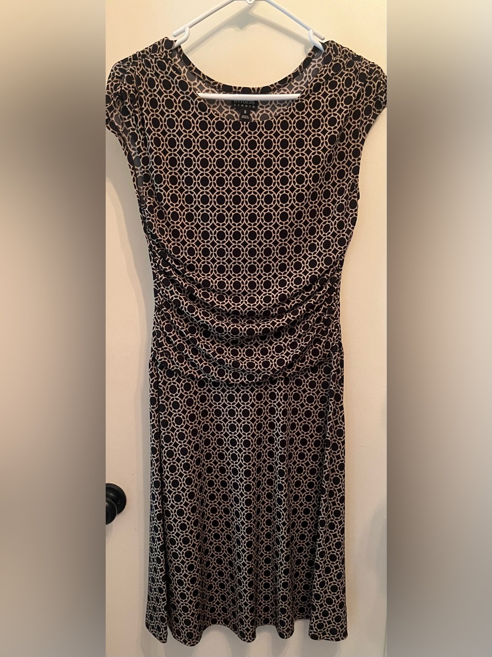 En Focus Studio Geometric Ruched Midi Dress—Size 8